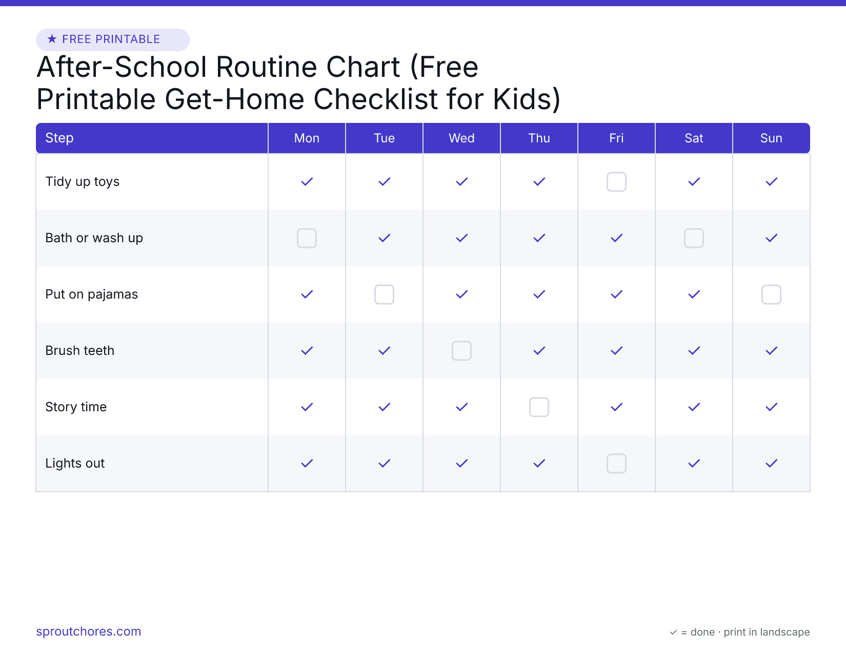 After-School Routine Chart (Free Printable Get-Home Checklist for Kids) preview