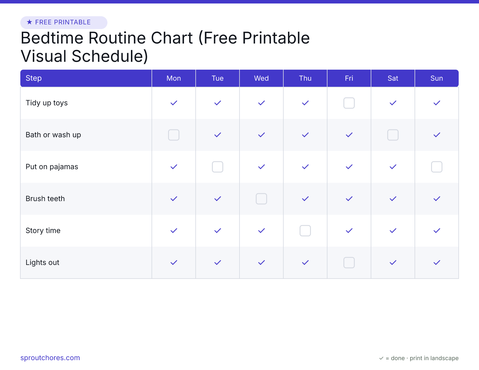 Bedtime Routine Chart (Free Printable Visual Schedule) preview