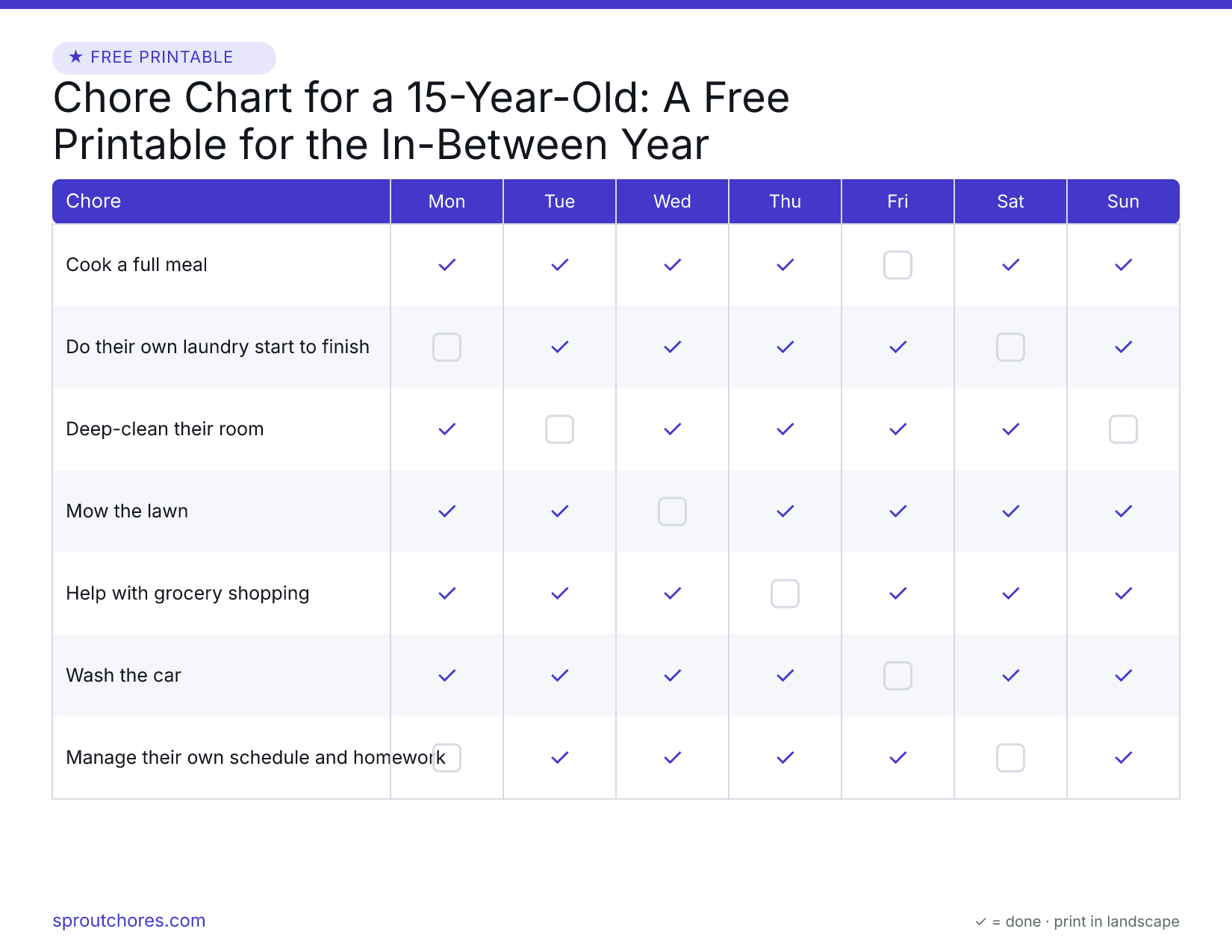 Chore Chart for a 15-Year-Old: A Free Printable for the In-Between Year preview