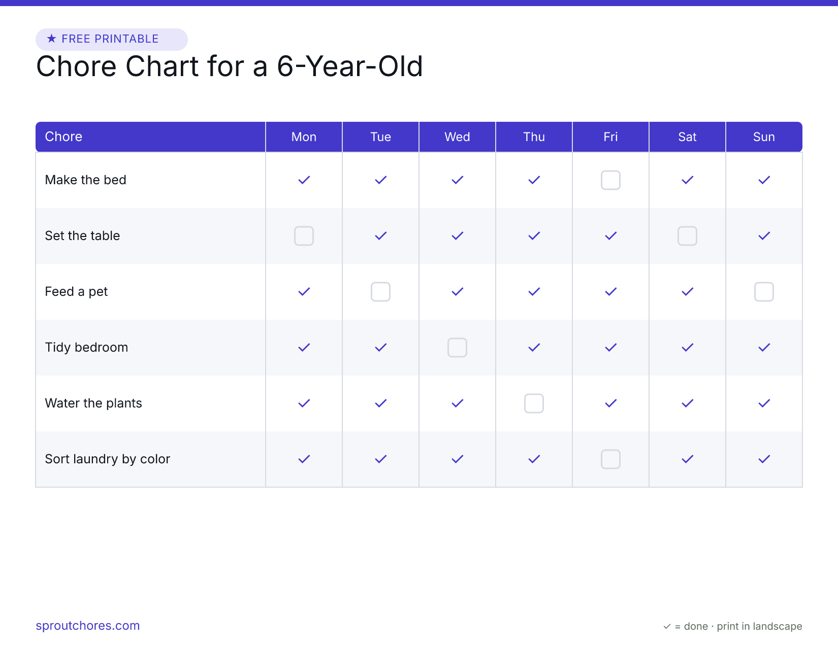 Chore Chart for a 6-Year-Old preview