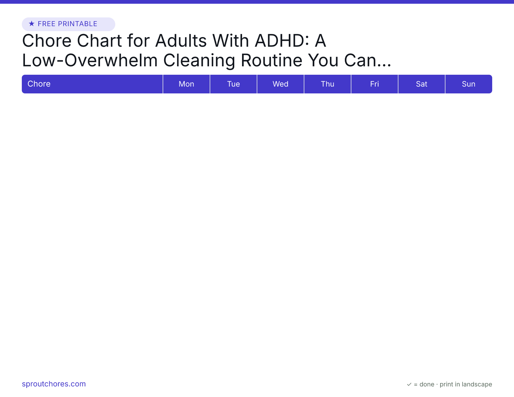 Chore Chart for Adults With ADHD: A Low-Overwhelm Cleaning Routine You Can Actually Repeat preview