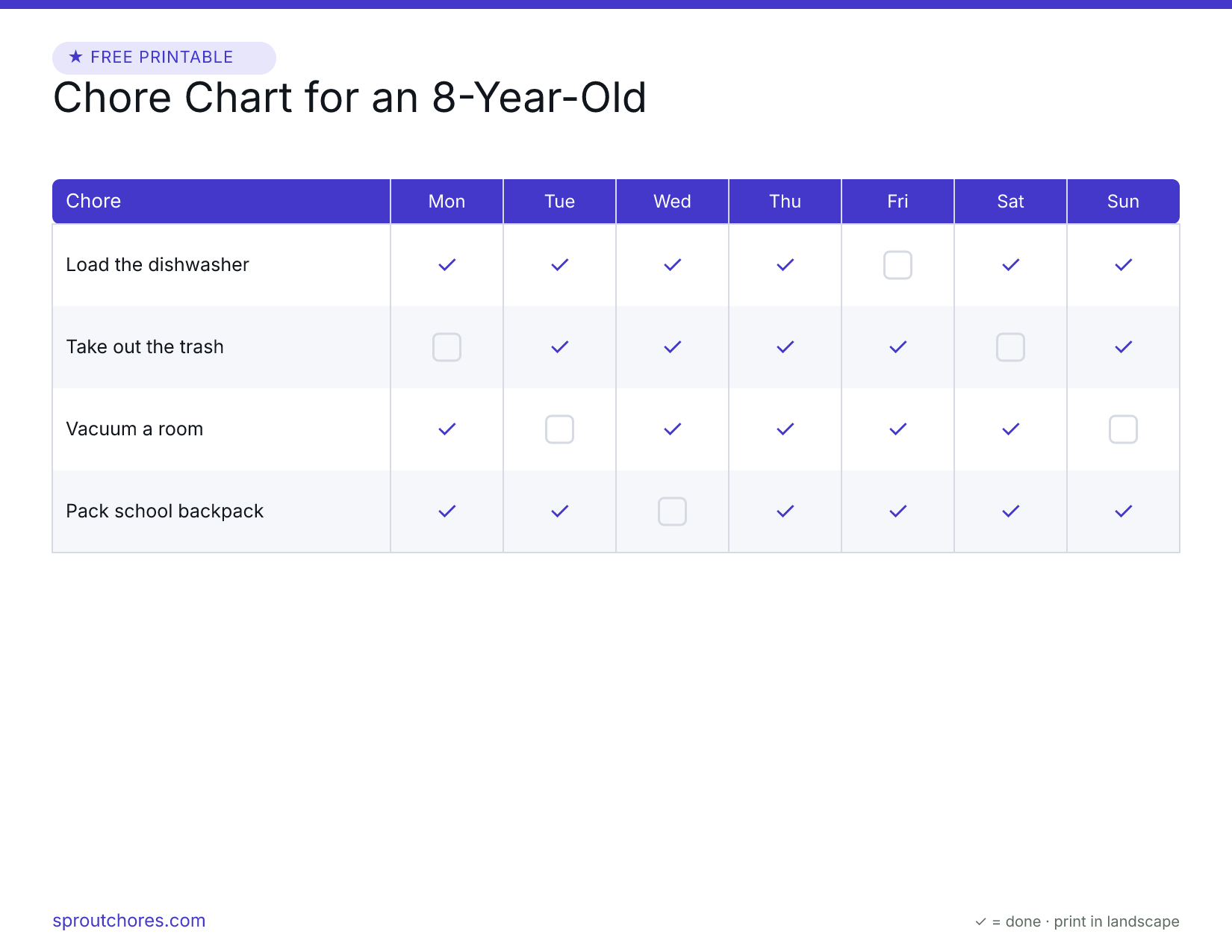 Chore Chart for an 8-Year-Old preview