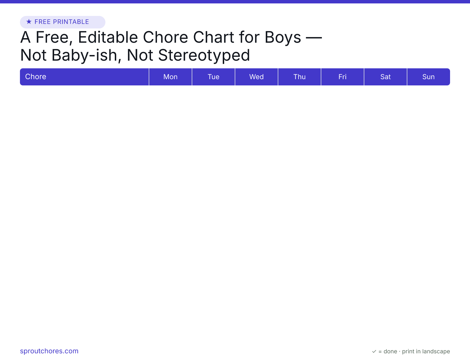 A Free, Editable Chore Chart for Boys — Not Baby-ish, Not Stereotyped preview