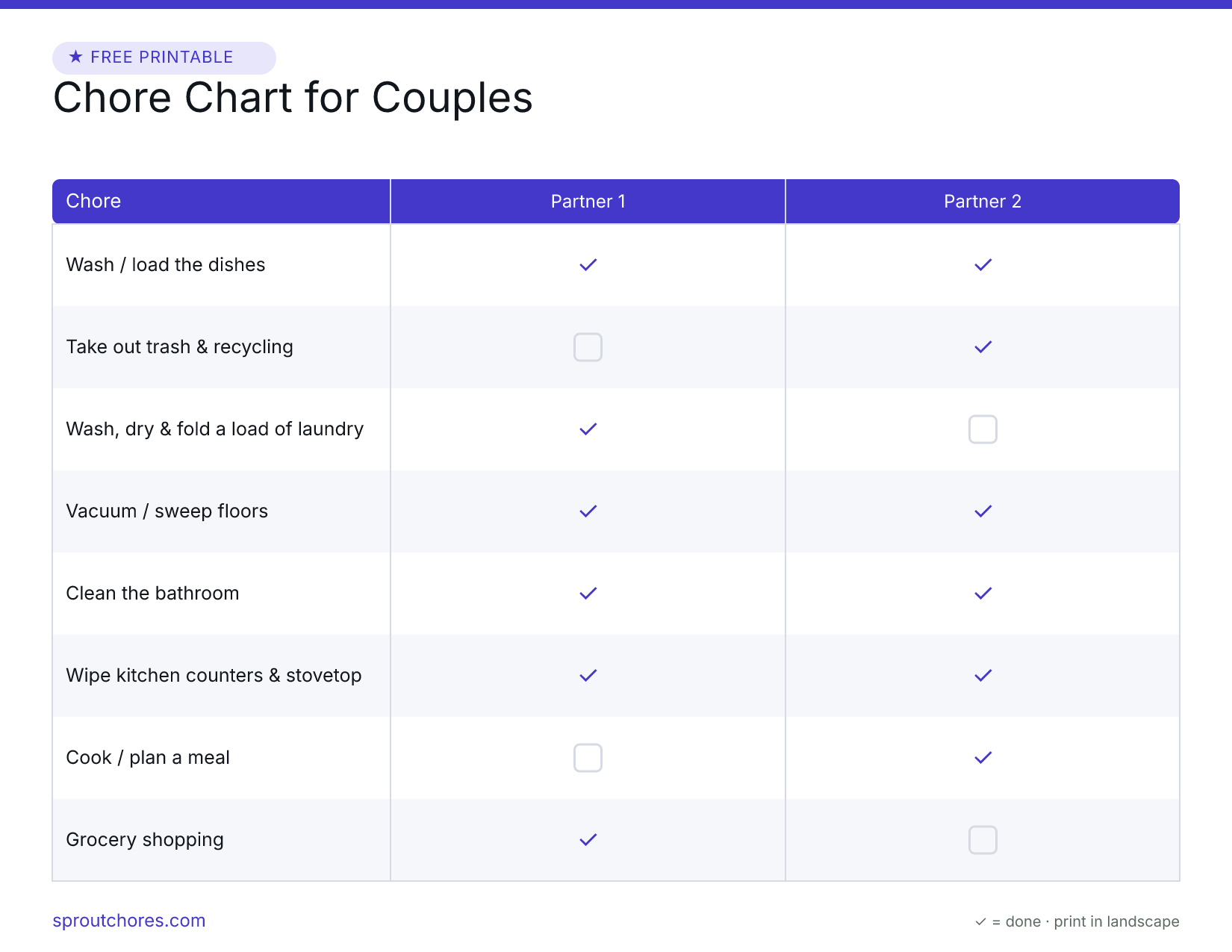 Chore Chart for Couples preview