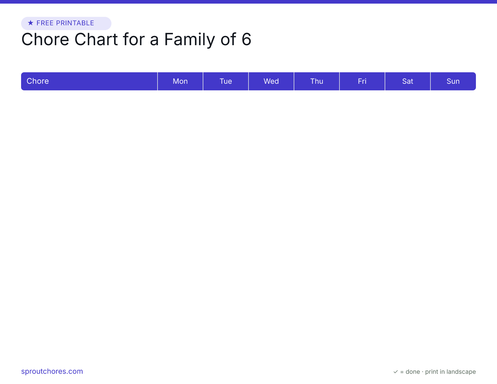 Chore Chart for a Family of 6 preview