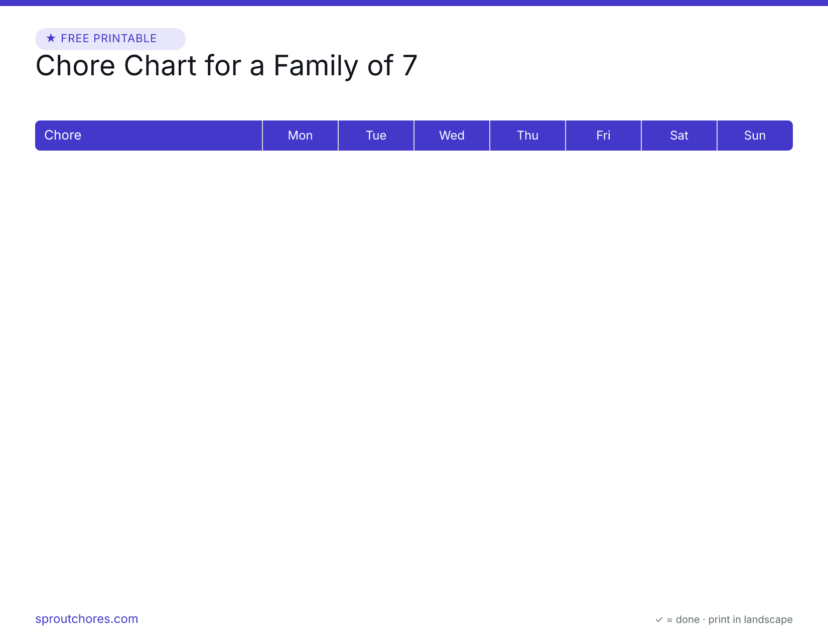 Chore Chart for a Family of 7 preview