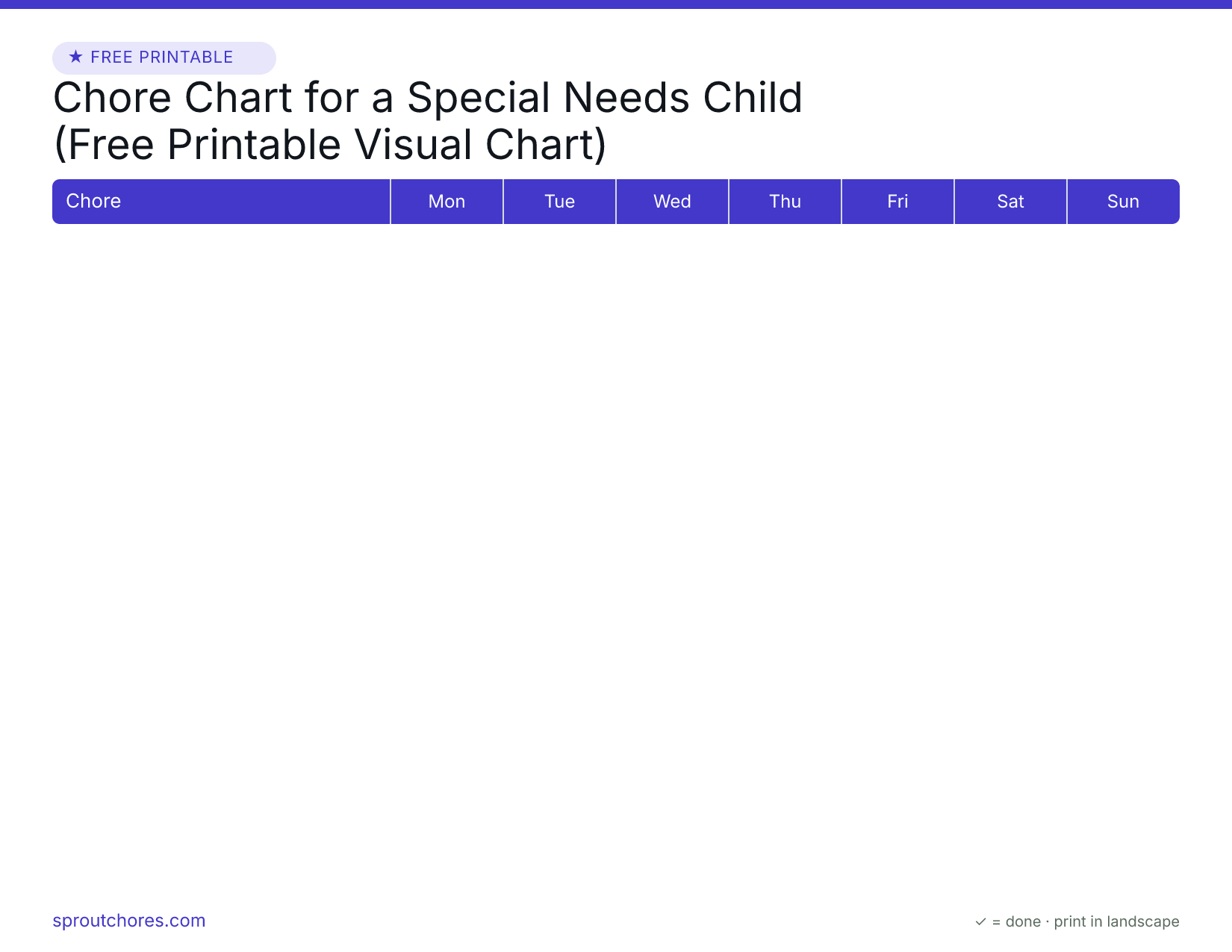 Chore Chart for a Special Needs Child (Free Printable Visual Chart) preview
