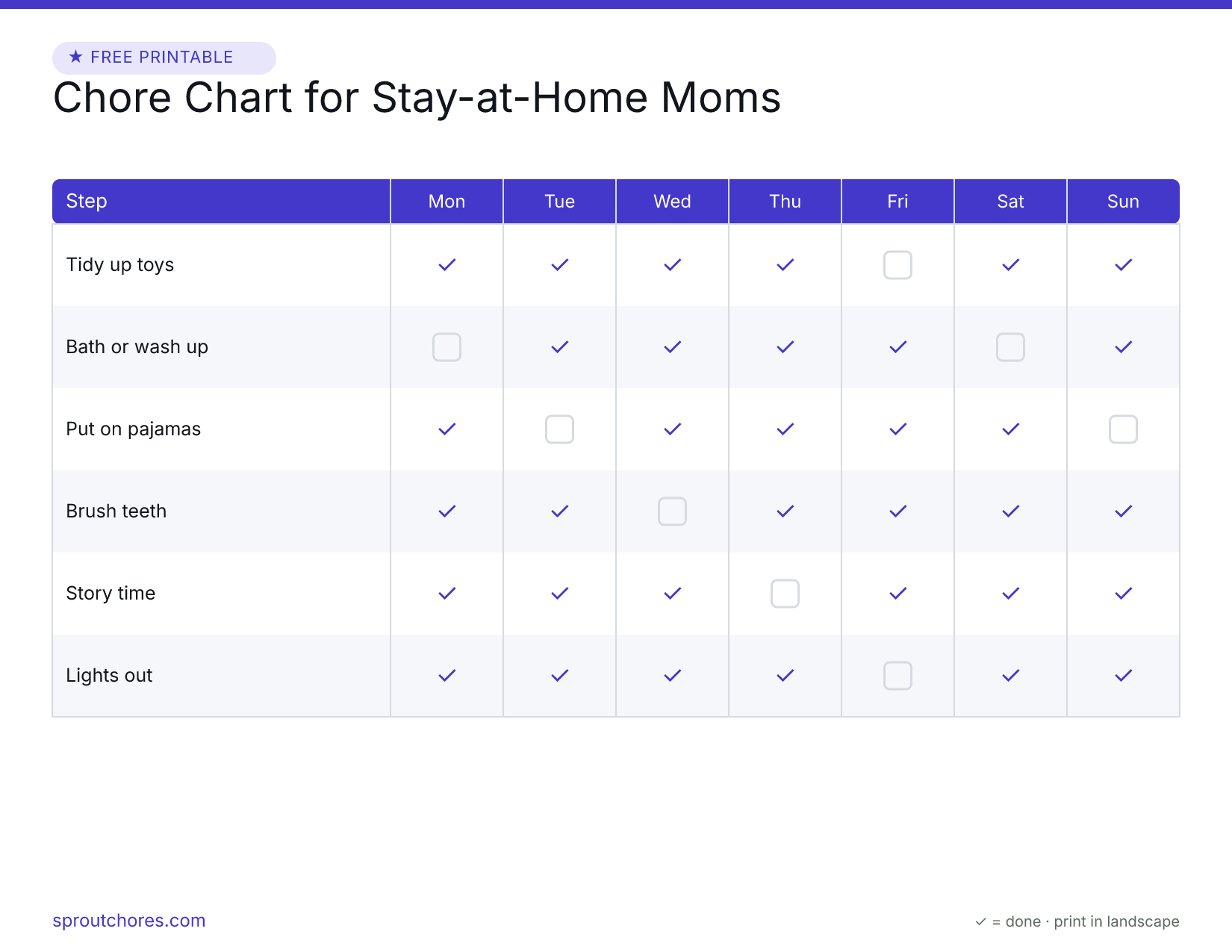 Chore Chart for Stay-at-Home Moms preview