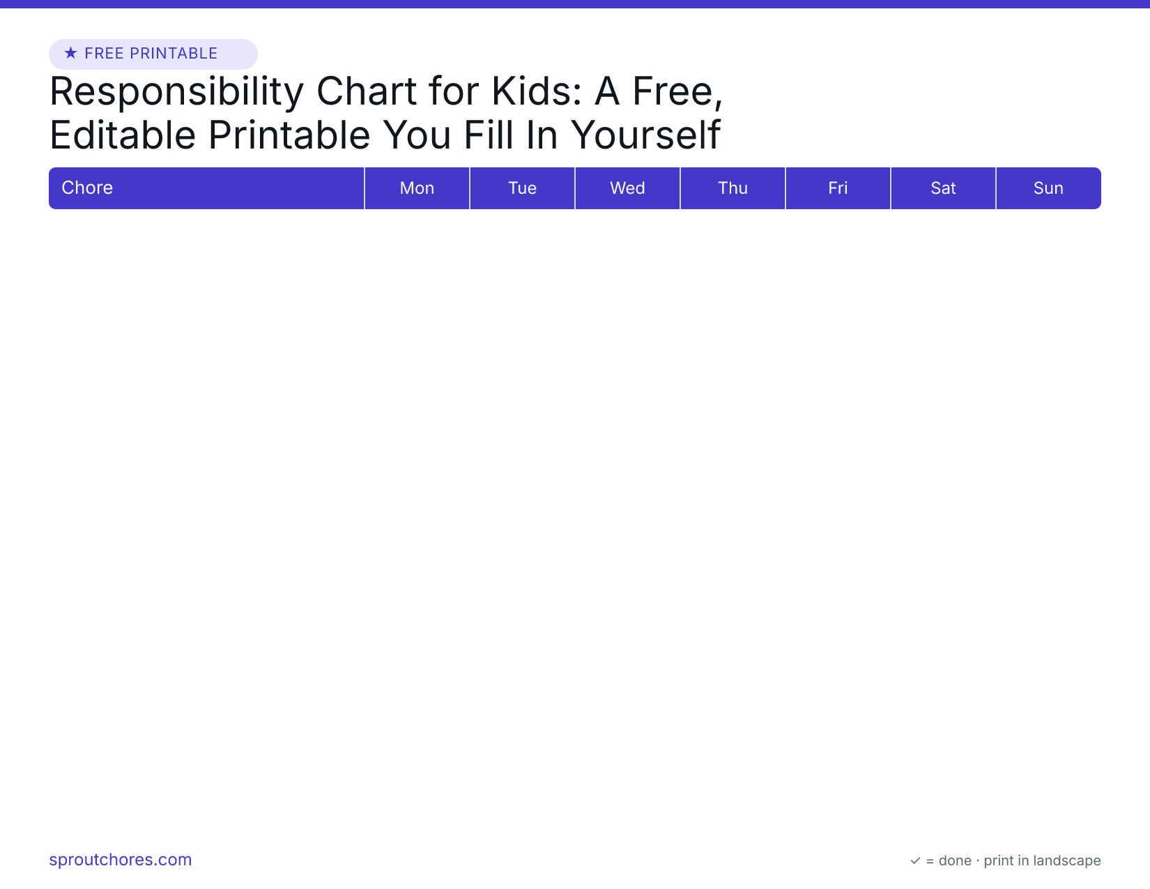 Responsibility Chart for Kids: A Free, Editable Printable You Fill In Yourself preview